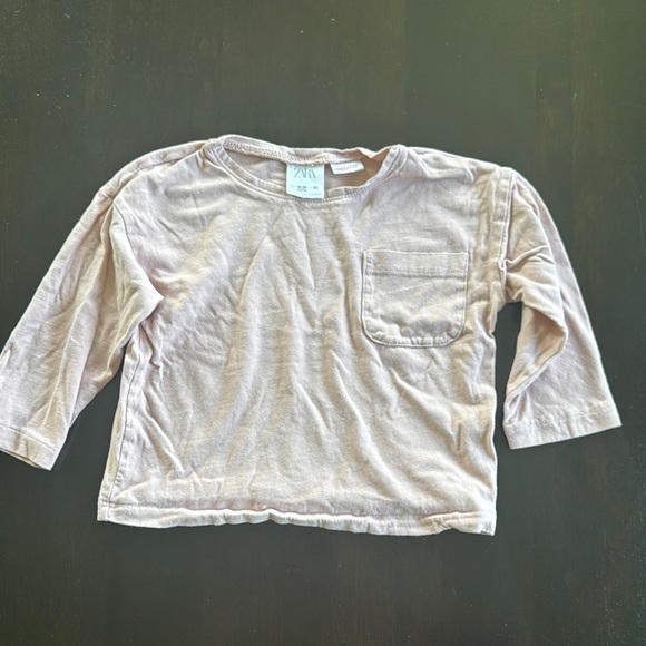 Zara Pink Long Sleeve Tee Relaxed Fit - Picture 1 of 2
